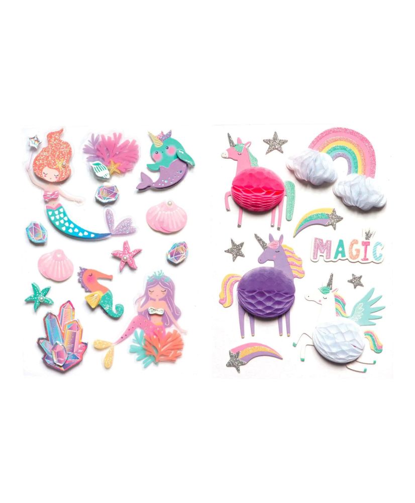  Juego de pegatinas 3D de goma para unicornio y arco iris, 4  unidades : Juguetes y Juegos