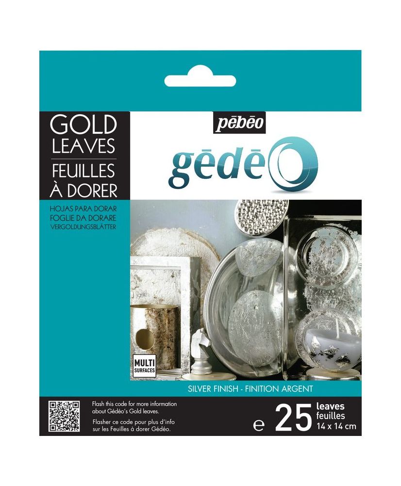 Pebeo Gold Leaves  SILVER FINISH 2 X 25 Pack 50 IN TOTAL 14X14 CM 