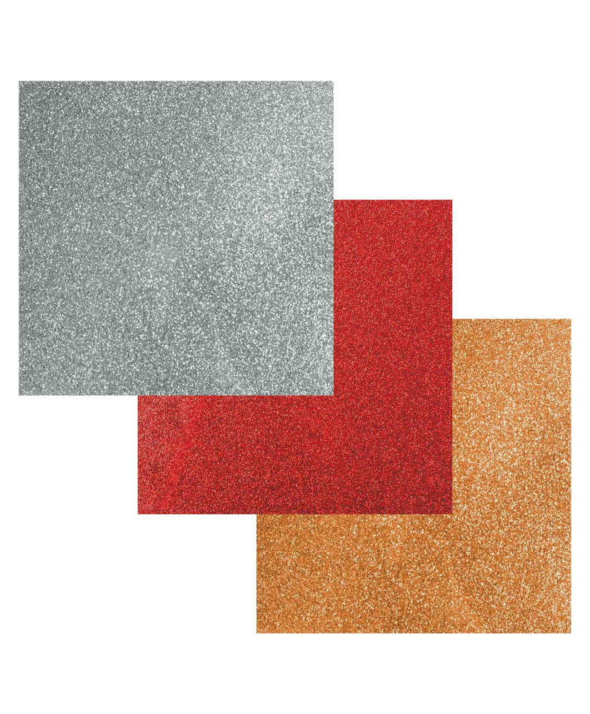 3 Cricut Smart Iron-On Heat-Transfer Vinyls with glitter 91 x 33 cm -  Golden, silver, red