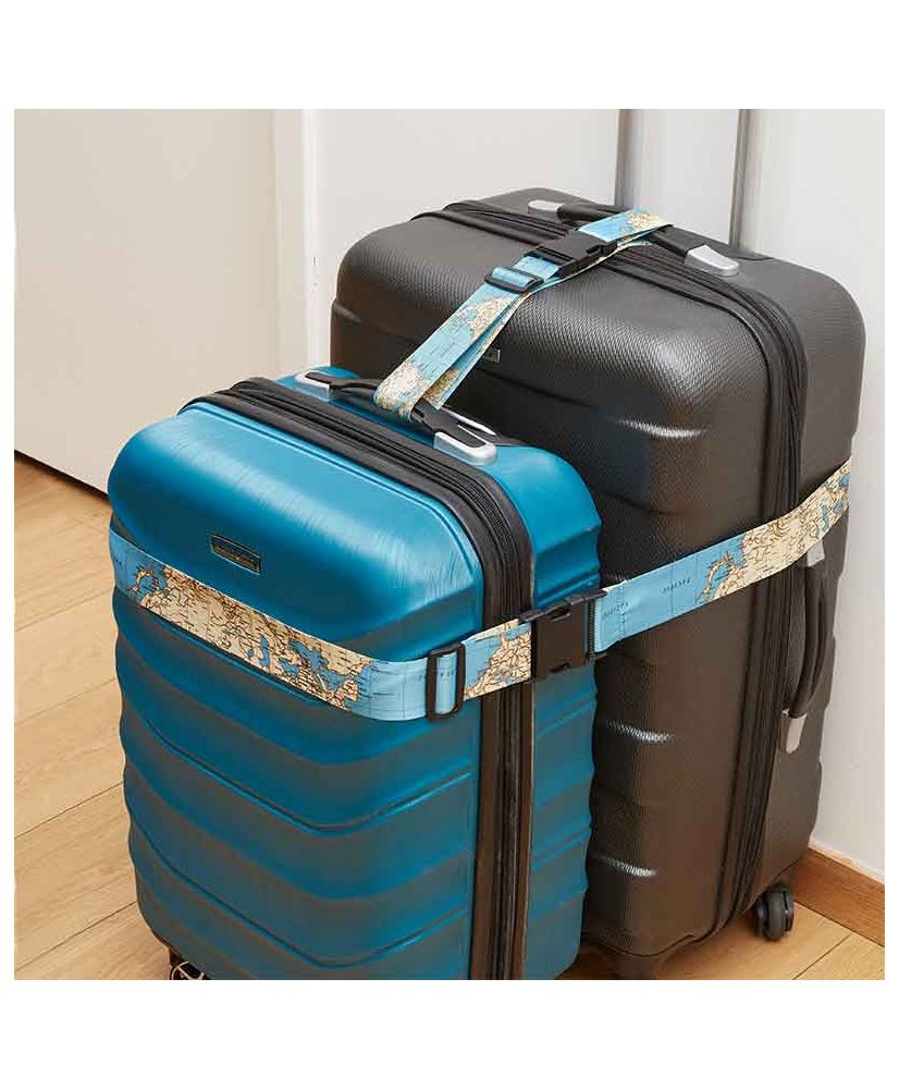 Viajes - Dos correas para maletas - Estampado de hoja de ruta