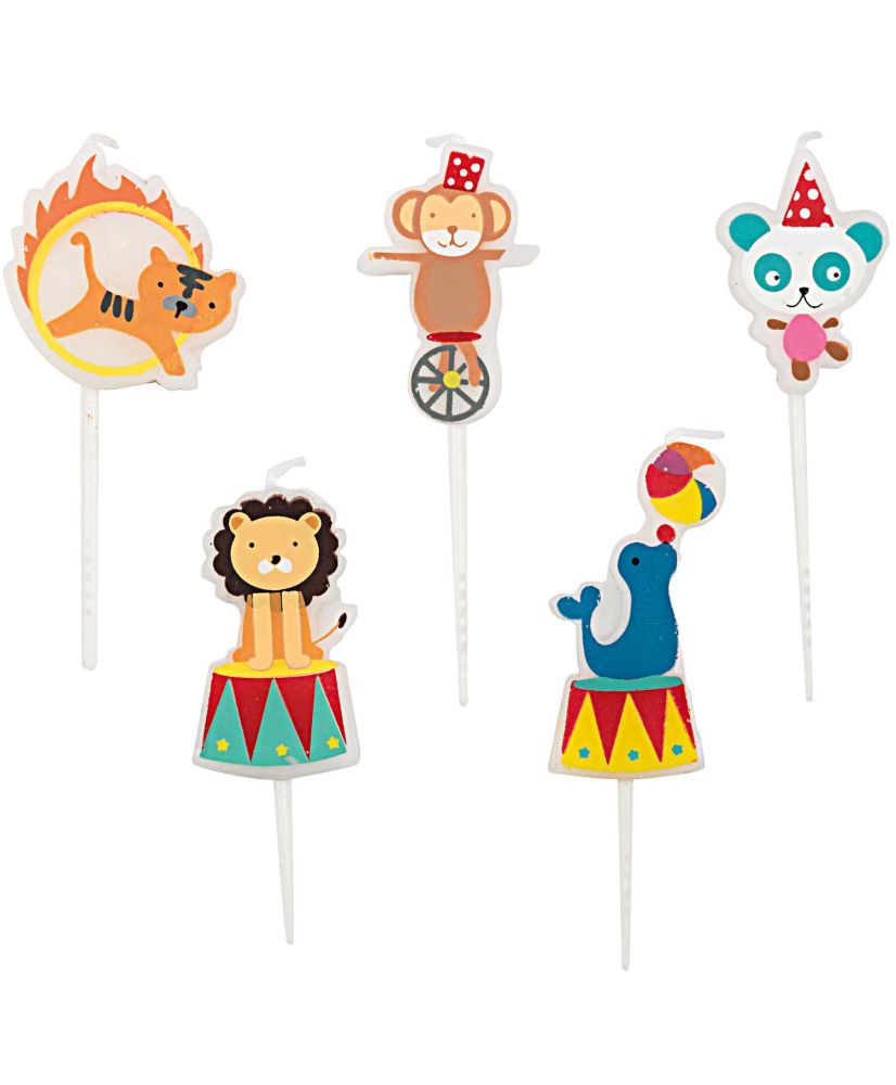 5 Velas de cumpleaños - Animales de circo