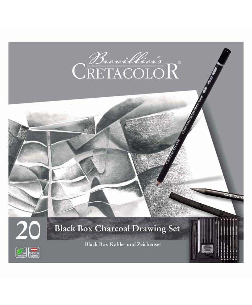 Set Cretacolor para dibujar y esbozar en negro - 20 piezas