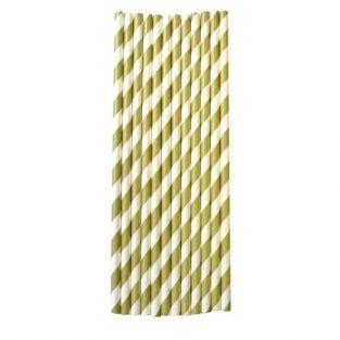 25 paper straws 20 cm - golden