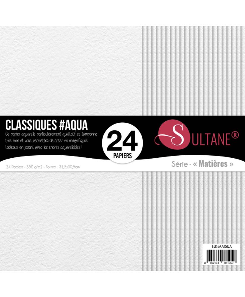 24 Papiers Aquarelle Blanc - 350g/m2 - H : 30, 5 cm