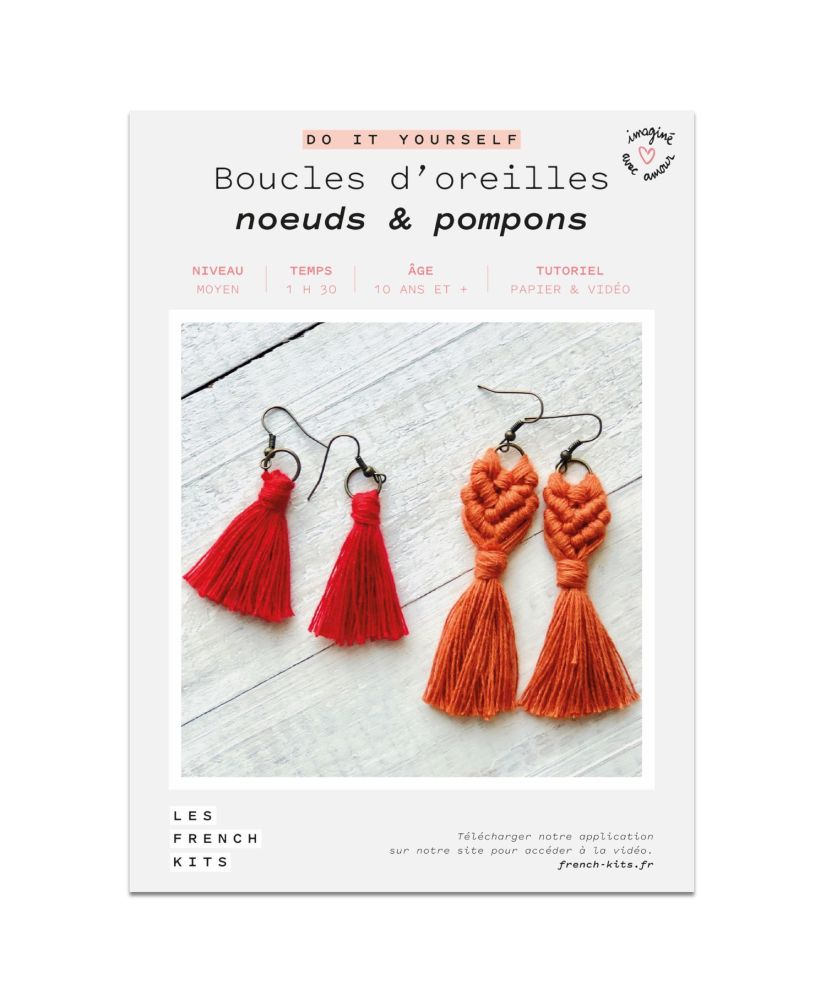 Bijoux Macramé - 2 paires Boucles d'oreilles rouge orange
