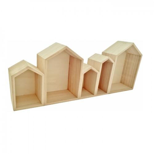 Wooden shelves small houses