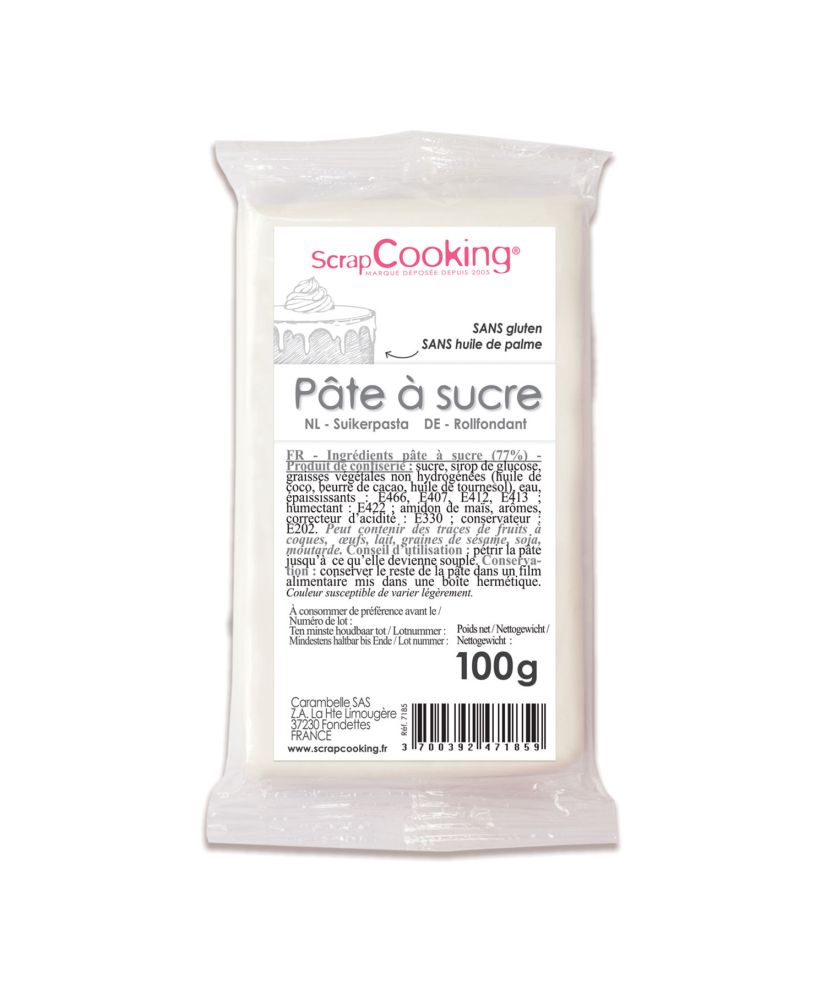 Pâte à sucre blanche pour patisserie Scrapcooking 100 g