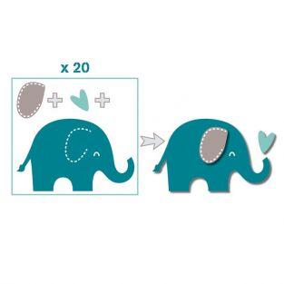 20 shapes cut elephants blue-gray