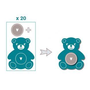 20 shapes cut teddy bear blue-gray
