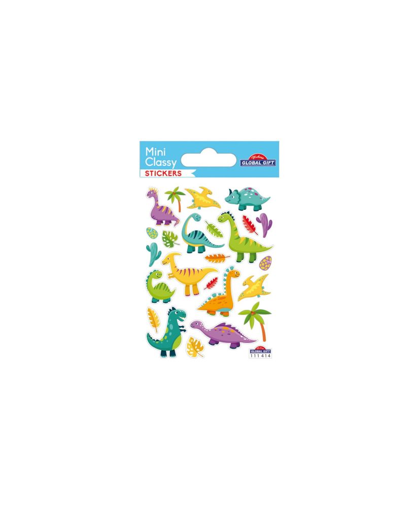 Adesivi - Dinosauri divertenti - Glitter - 1,8 cm