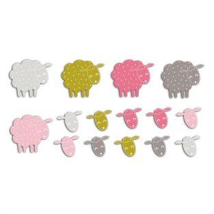 20 formas cortadas ovejas - marrón-rosa-verde