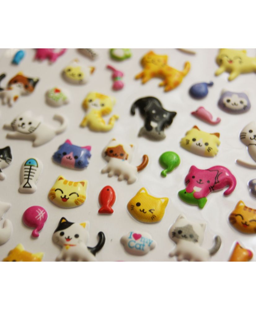 36 Mini-Aufkleber 3D 2 cm - Hunde & Katzen