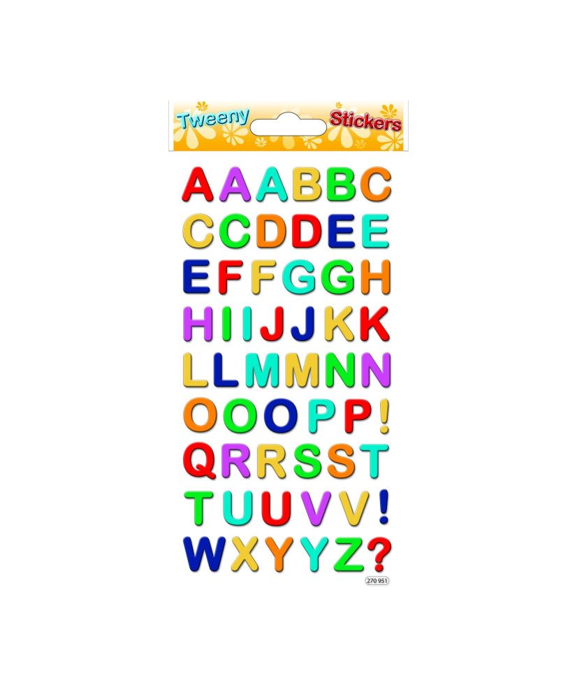 55 Reusable Stickers - 3D Embossed - Multicolored Alphabet - Holographic