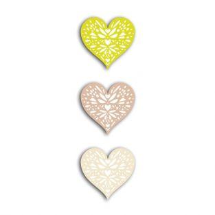 24 formes découpées cœurs vert-taupe-beige