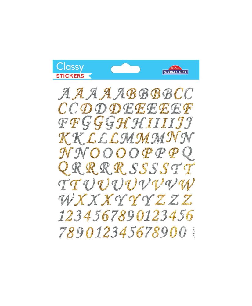 Rechtmatig reguleren vertaling 117 Stickers - Letters & Numbers - silver & gold