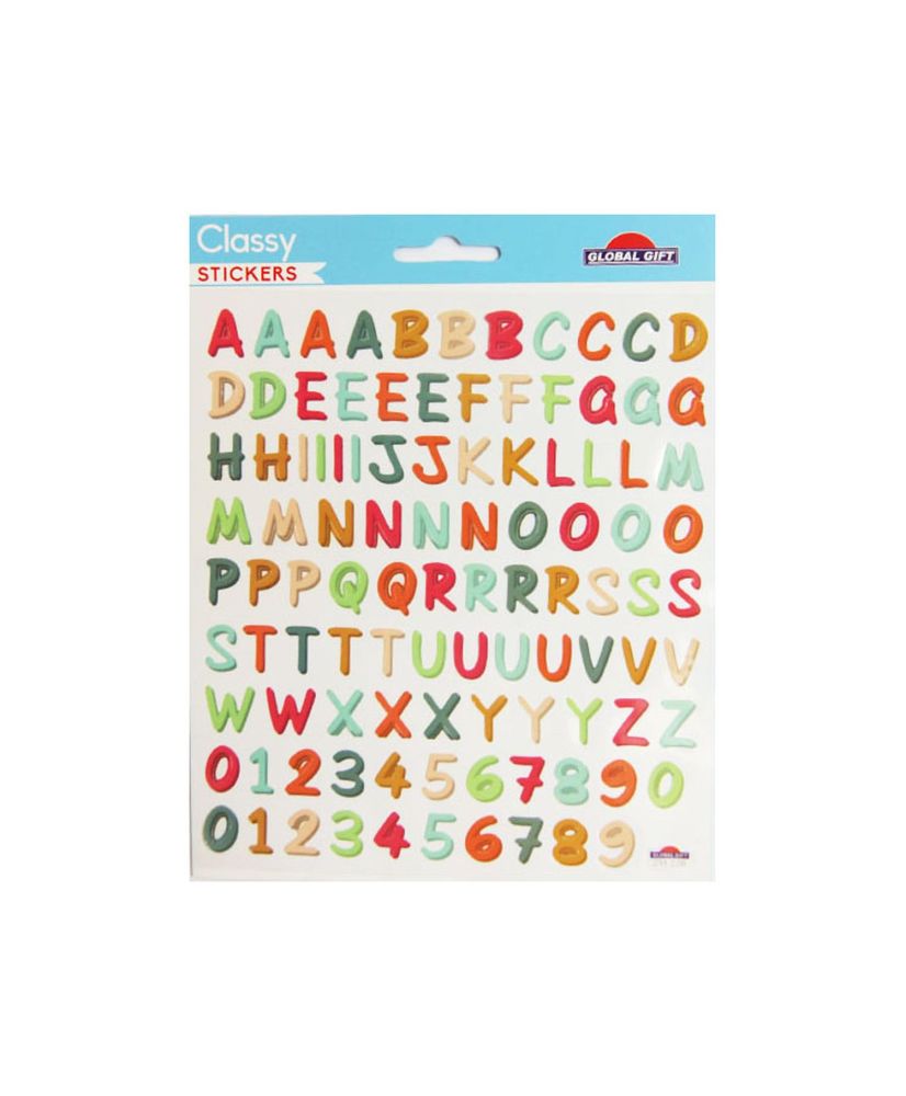 102 adesivi - Alfabeto e numeri - Colore naturale