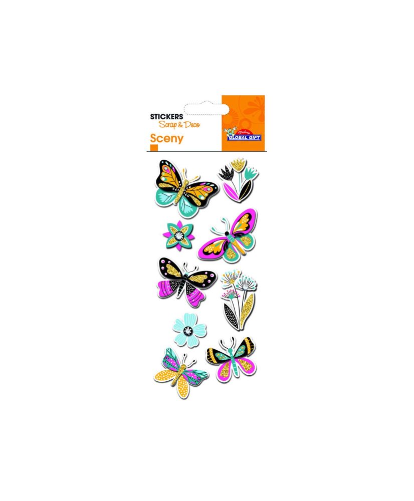 Adesivi glitterati e dorati in rilievo - Farfalle