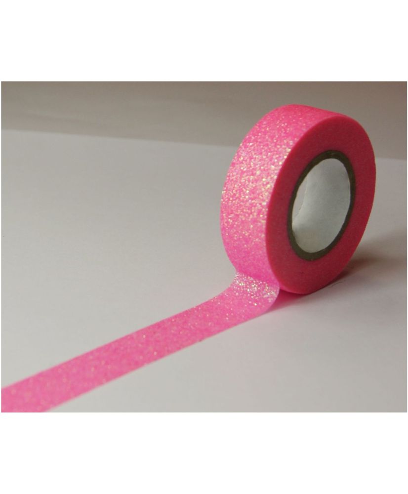 Cinta adhesiva - Rosa - Purpurina - Reposicionable - 15 mm x 10 m