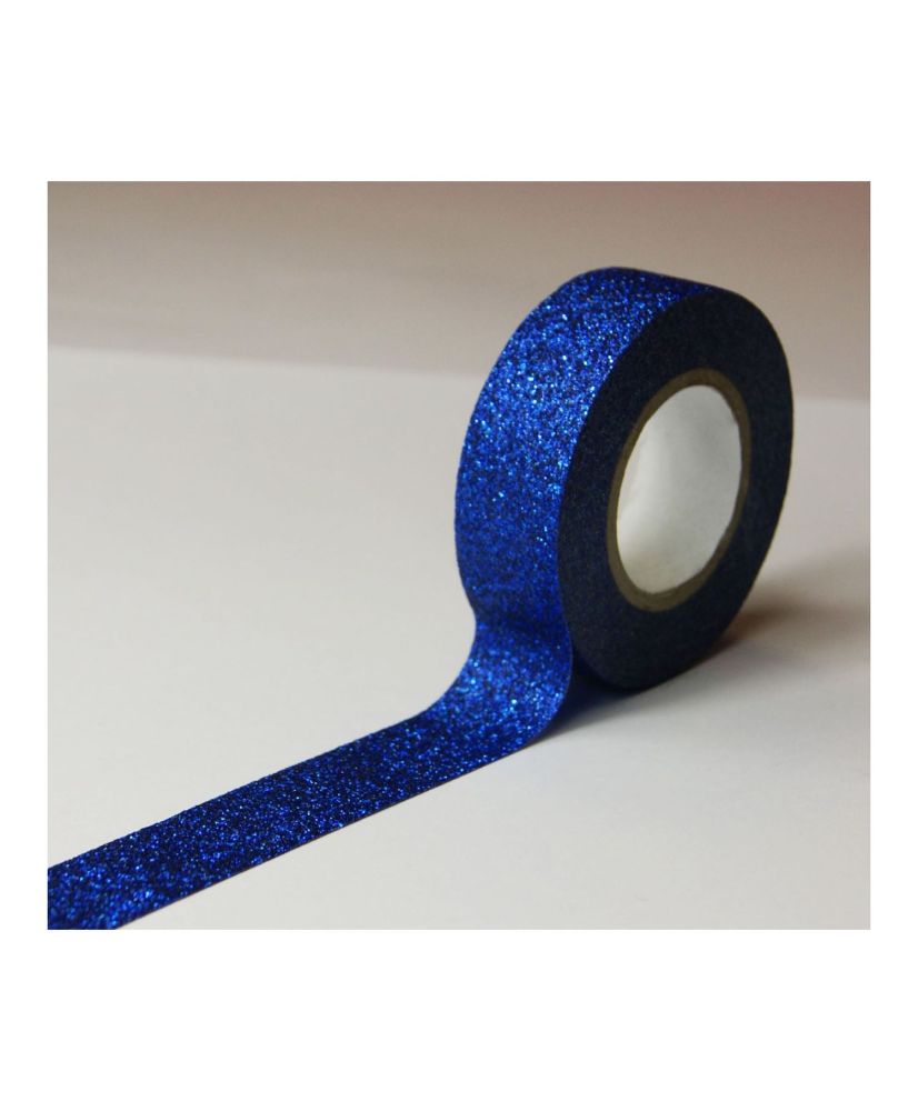 Cinta adhesiva - Azul noche - Purpurina - Reposicionable - 15 mm x 10 m