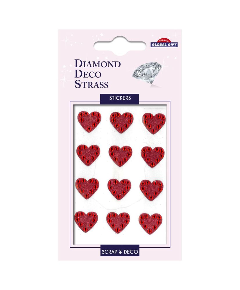 Stickers Strass - Diamond Hearts - Red