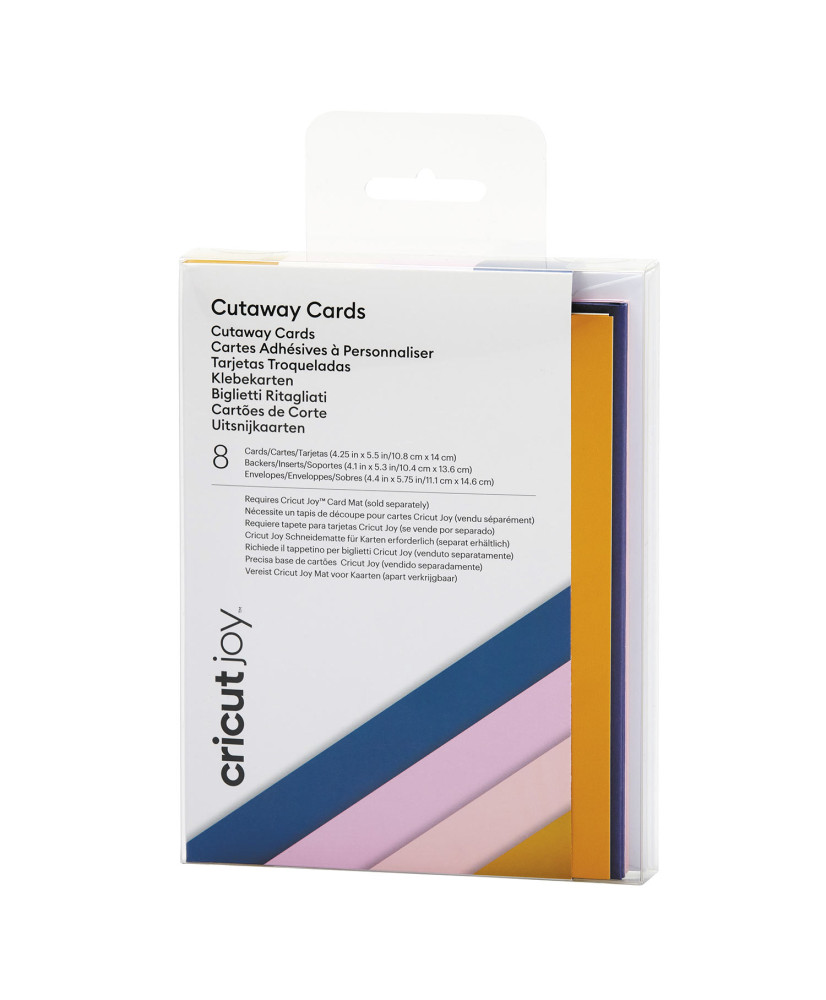8 Adhesive Cards & Envelopes Blue / Pink - Cricut