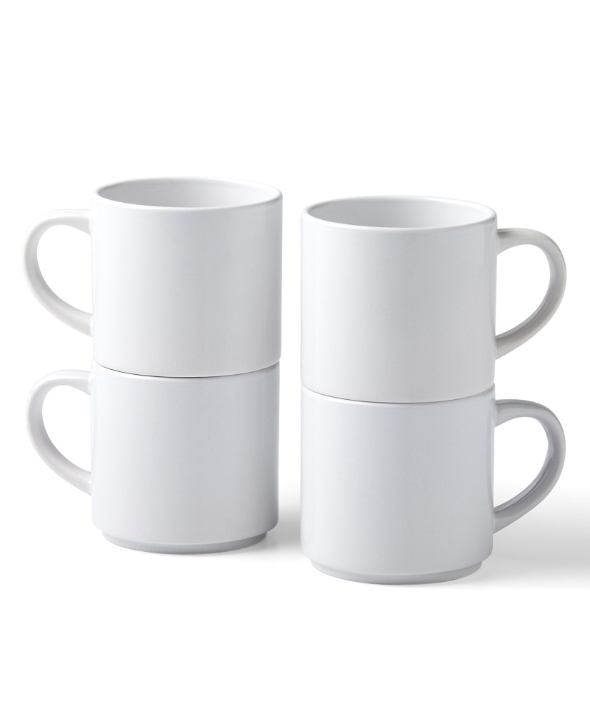 4 tazze in ceramica bianca impilabili da 300 ml - Cricut