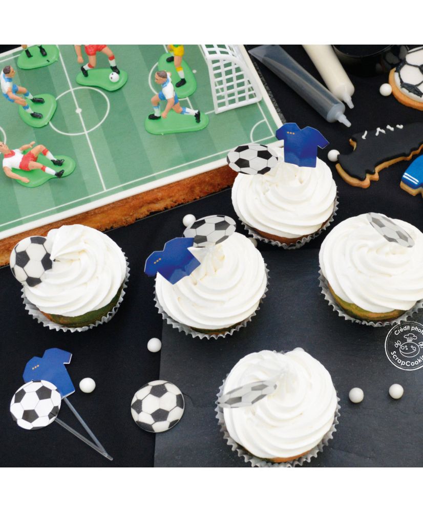 Toppers di torta di carta per feste a tema di calcio Toppers di torta di  cottura di calcio di calcio nero per decorazioni di Cupcake per feste di  compleanno per bambini 