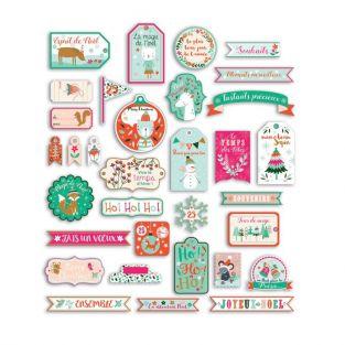 33 scrapbooking die-cuts (in French) - Christmas in forest