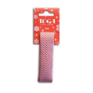 Ribbon with red and white herringbones - 4 m