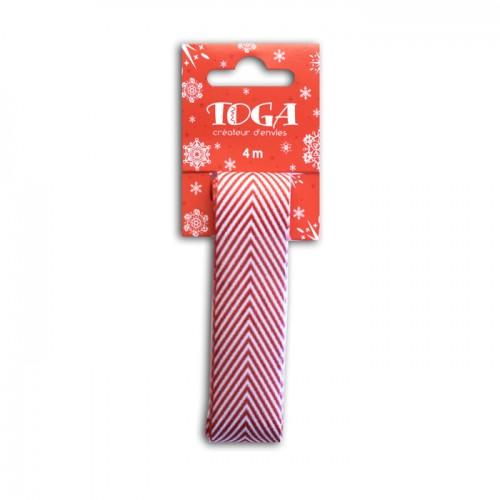 Ribbon with red and white herringbones - 4 m