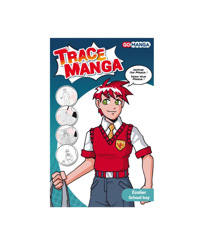 Kit per disegnare Trace Manga Go Manga - Scolaretto