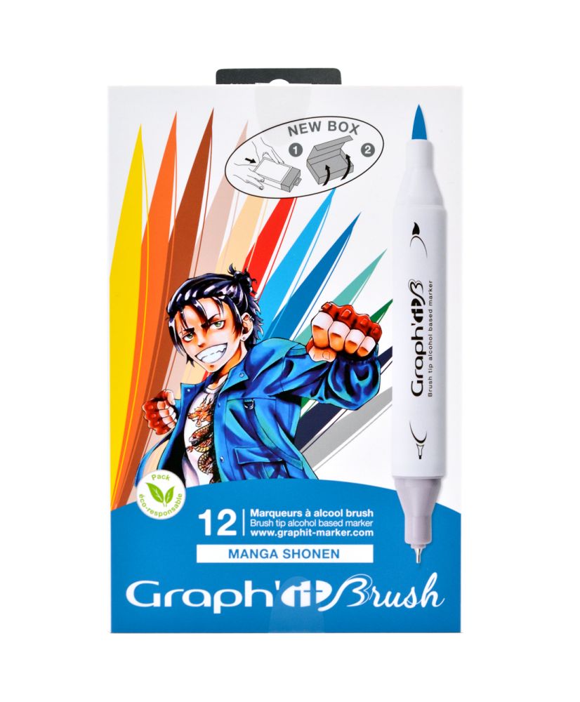 Set di 12 pennarelli Graph'It Brush & Extra Fine - Manga Shonen