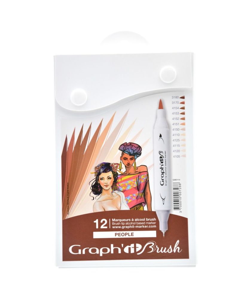 Set of 12 Graph'It Brush & Extra Fine markers - People