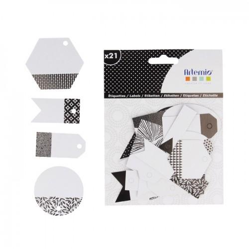21 perforated labels - black & white