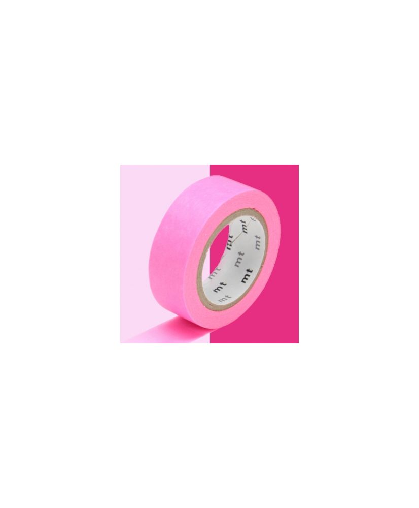 Cinta adhesiva decorativa unicolor - Rosa fluorescente - 1,5 cm x 7 m