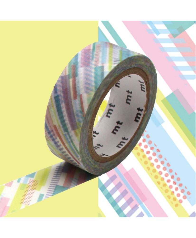 Nastro adesivo decorativo a strisce colorate - 1,5 cm x 7 m
