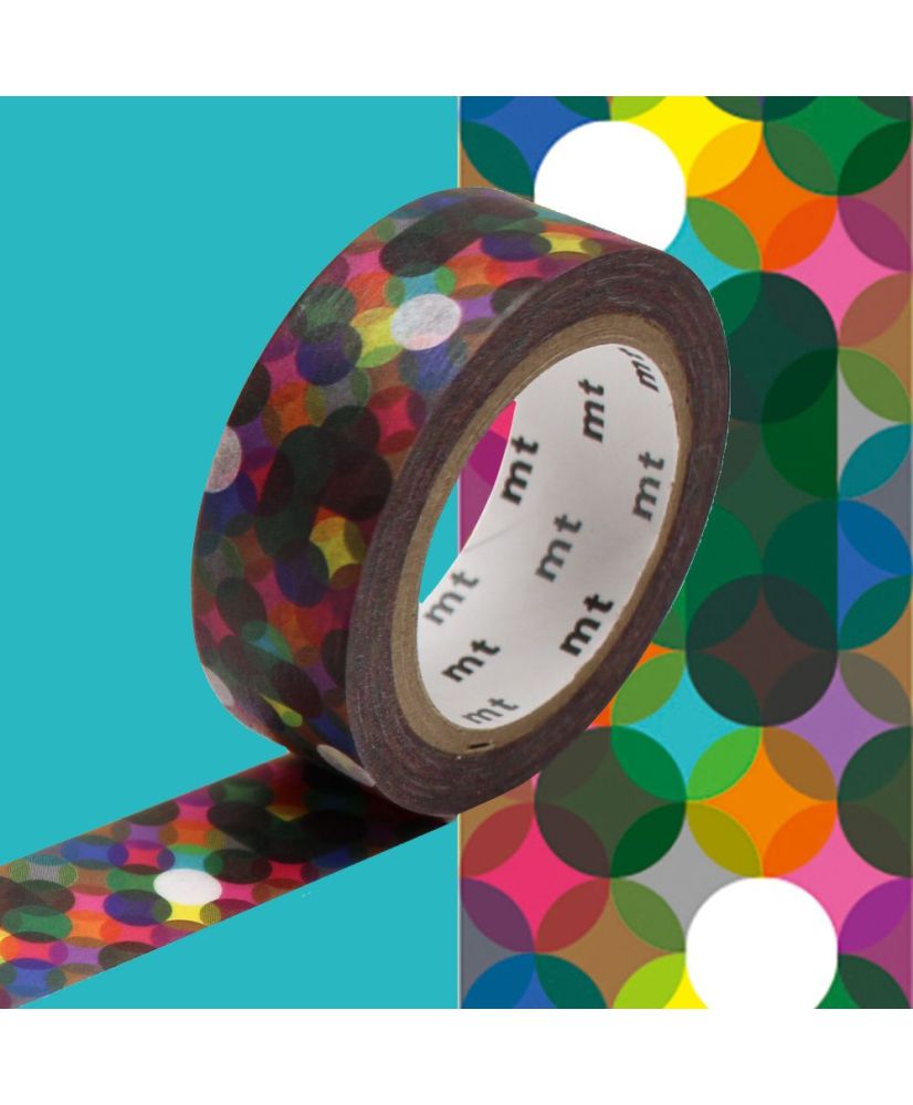 Nastro adesivo decorativo con punti multicolori - 1,5 cm x 7 m
