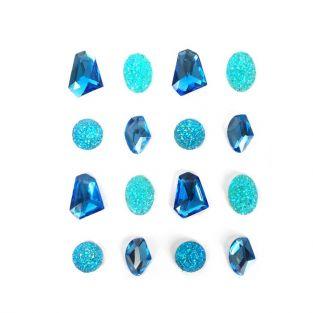 16 gemas adhesivas 20 mm - azul
