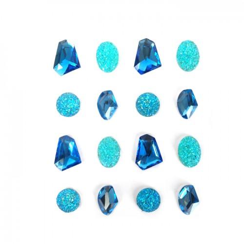 16 pierres précieuses adhésives bleues 20 mm