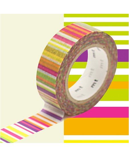 Cinta adhesiva decorativa de rayas de colores - 1,5 cm x 7 m