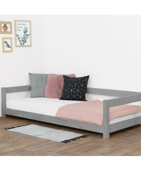Montessori Children's Bed STUDY - solid wood - grey - 80 x 180 cm