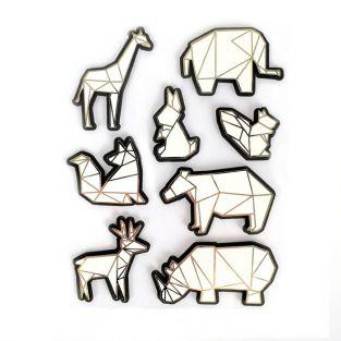 8 stickers 3D animaux du zoo 6 cm