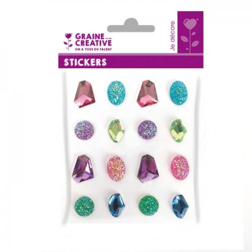 16 adhesive gems 20 mm - multicolored