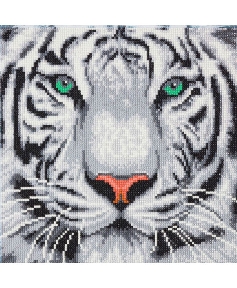 Tableau broderie diamant - Tigre des neiges 30 x 30 cm