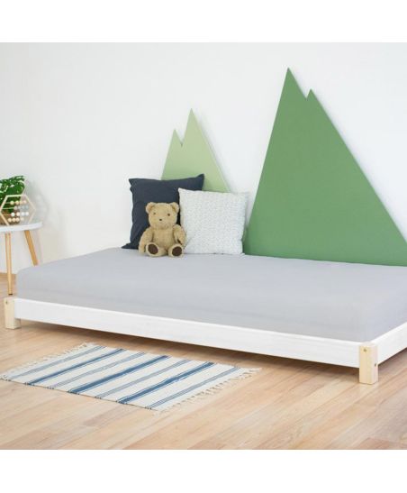 Single bed TEENY - solid wood - natural and white - 80 x 160 cm
