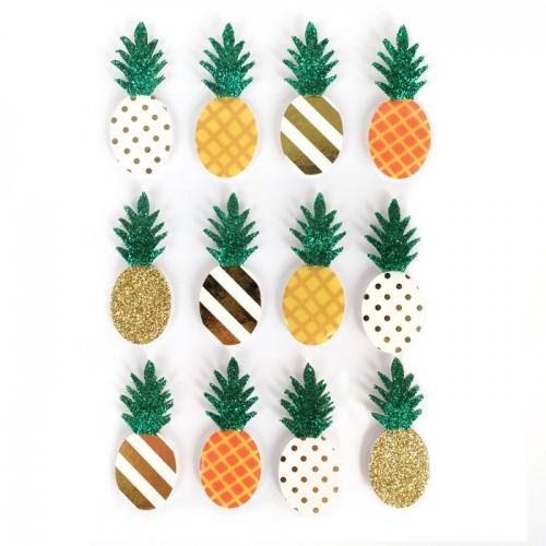 12 stickers 3D Ananas 4,5 cm