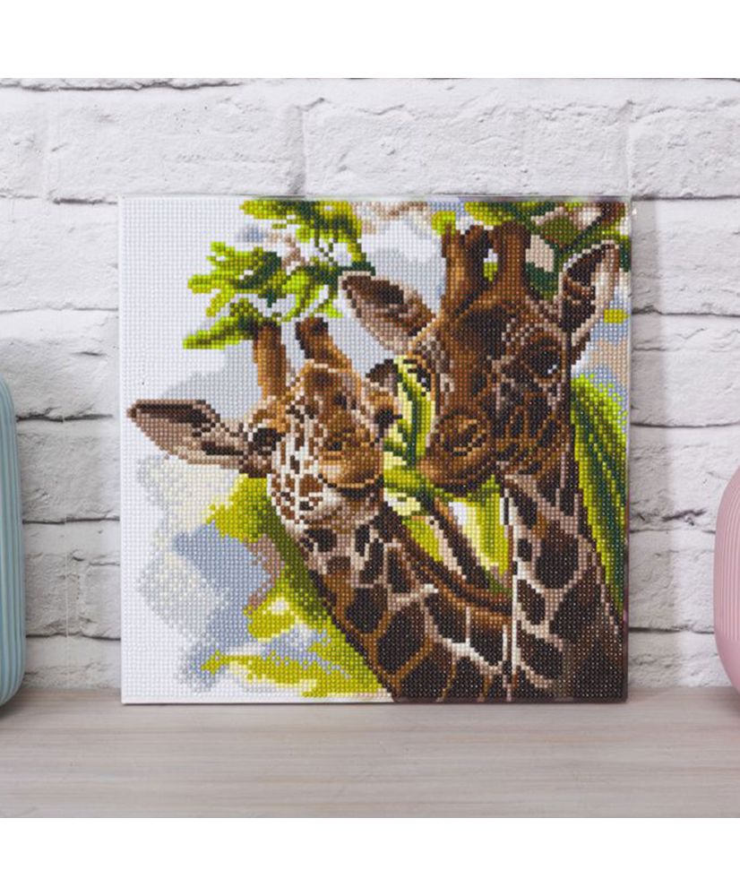 Crystal Art Diamond Painting Canvas Kit - Giraffes - 30 x 30 cm