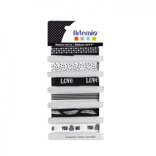 6 black & white Love ribbons