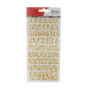 Pegatinas alfabeto dorado con brillo