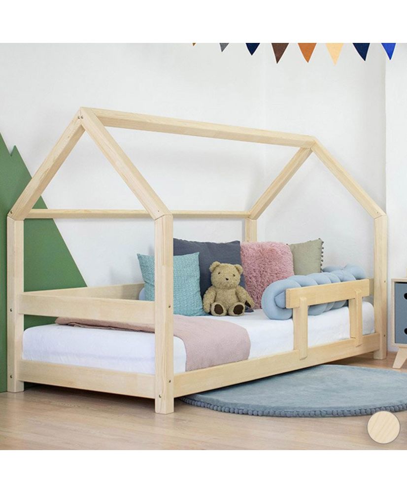 Lit cabane enfant TERY - bois massif - Naturel - 120 x 180 cm